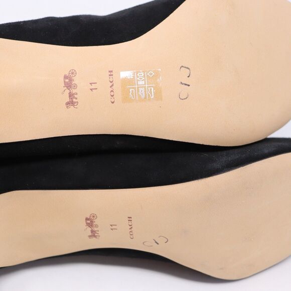 $350 Coach Restored Jade Bootie SUEDE BLACK POINTY GOLD "C" HEEL SOCK 11 - Picture 6 of 7